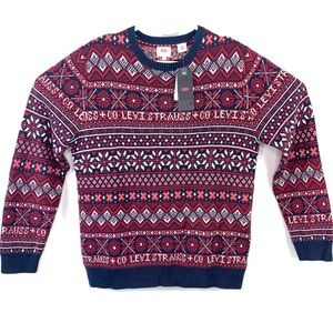 Levis Christmas Themed Sweatshirt Crew Neck Colorful Sweater Sizes L & XL NWT!